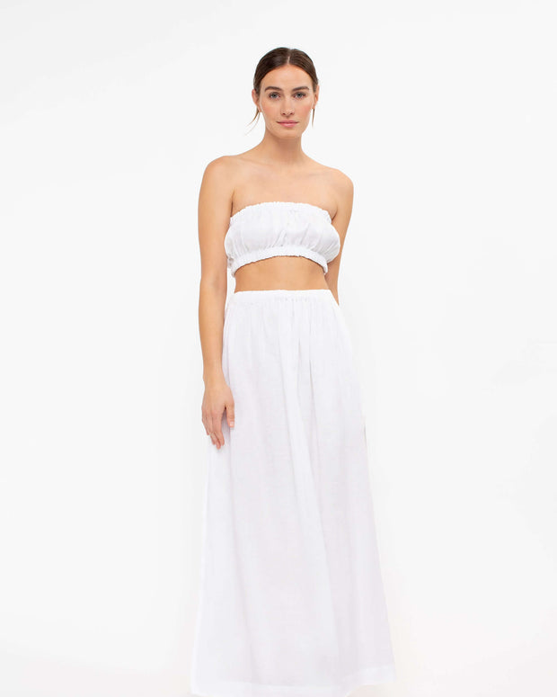 Mikoh Marlien Strapless White Crop Top