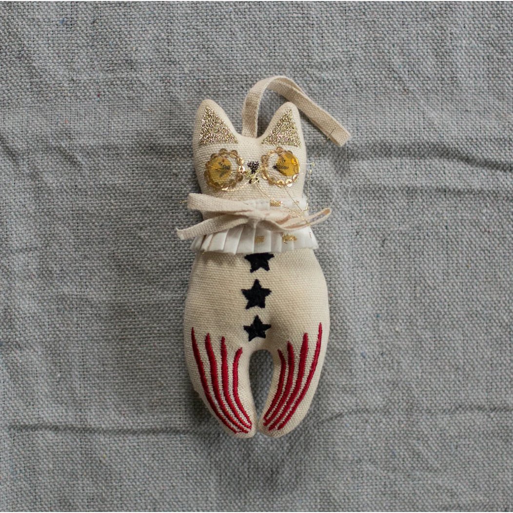 Rocket Cat, Elton John, Cotton stuffed, embroidered Ornament - Room Eight - Skippy Cotton