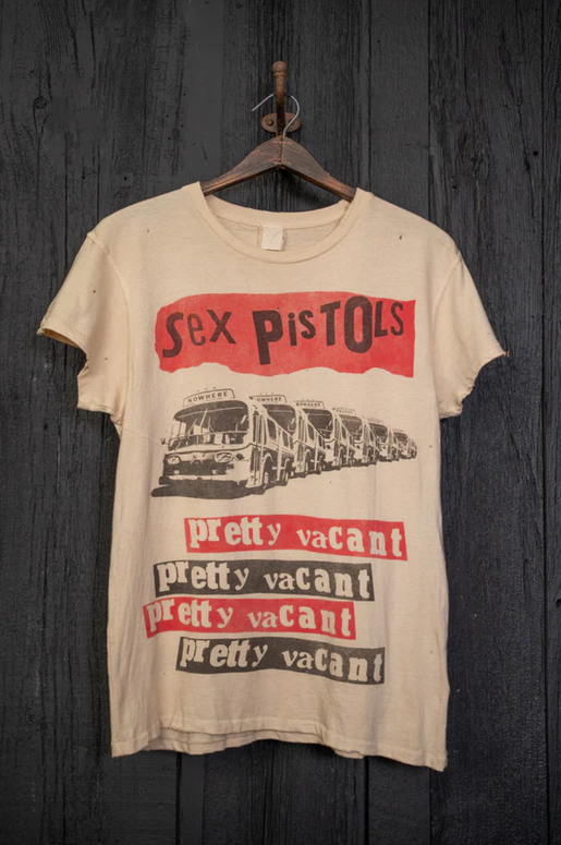 sex pistols madeworn tea stained vintage inspired shirt - 100% cotton band tee