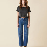 Le Jean Pixie Ankle Fray High Waisted Jeans, Cropped Jeans, Stretch Jeans, Raw Hem Jeans 