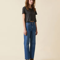 Le Jean Pixie Ankle Fray High Waisted Jeans, Cropped Jeans, Stretch Jeans, Raw Hem Jeans 