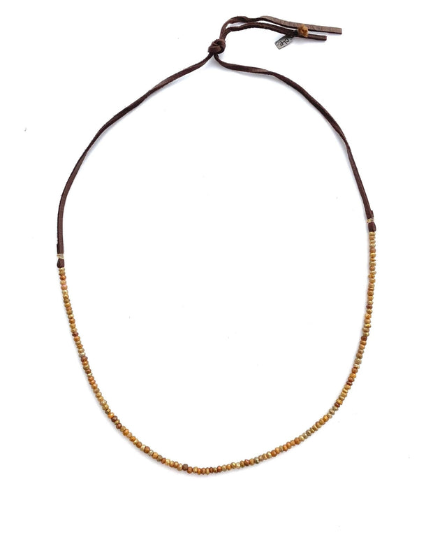 Stone and Leather Wrap Necklace/ Bracelet - Golden Labradorite - Room Eight - CLP Jewelry