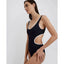 Sarah Ribbed One Piece - Black cut out bathing suit -Solid and Striped Swimwear 