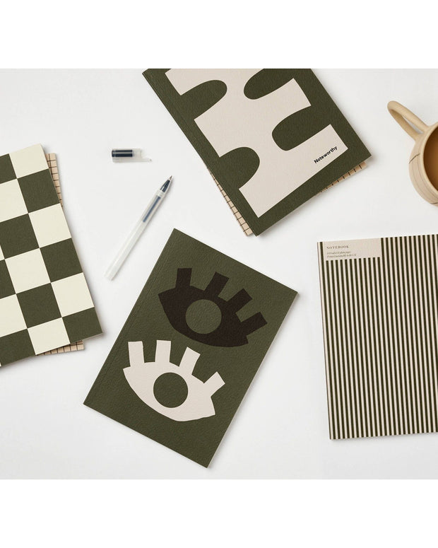 THIN GREEN STRIPE NOTEBOOK - Room Eight - Kinshipped