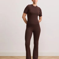 Lune active olly short sleeve knit fitted top shirt chocolate